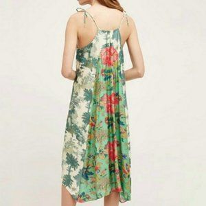 Maeve SILK Anthropologie Santee Palm Tree Dress
